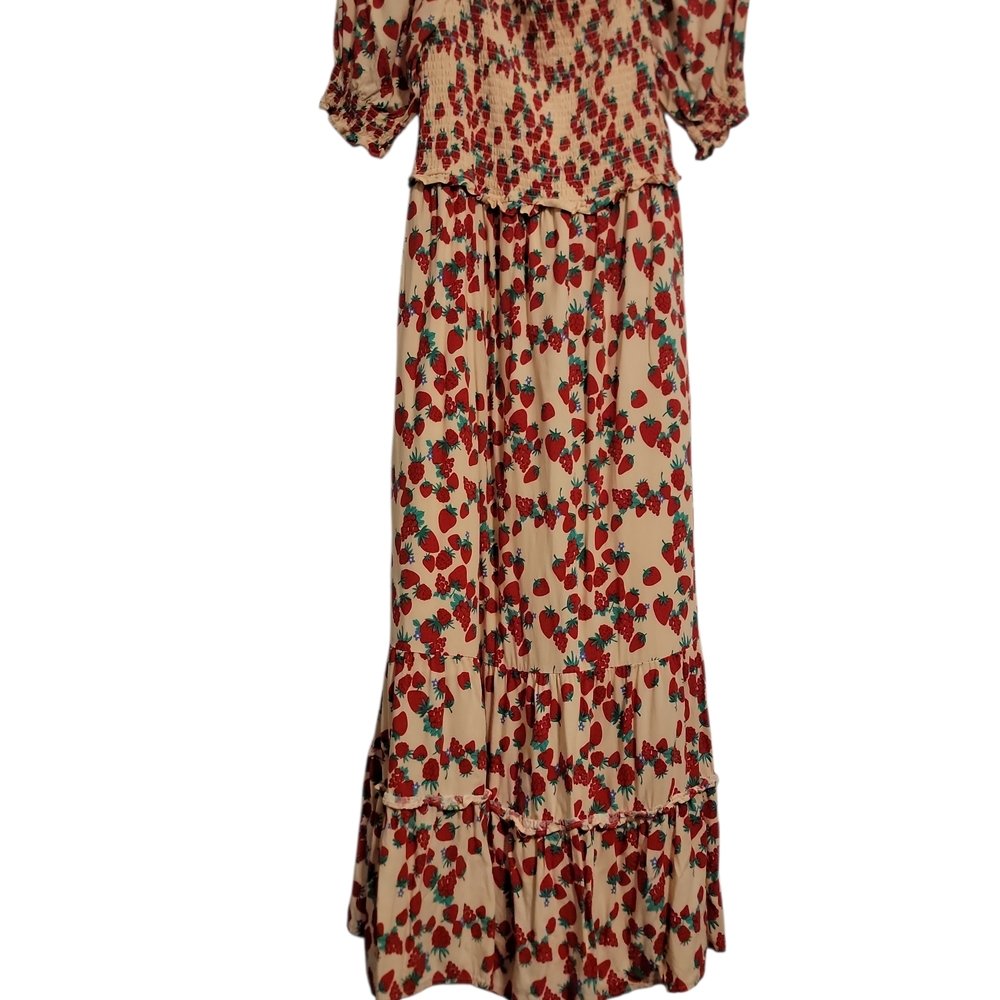 Betsey Johnson Cream Dress with Red Strawberry Print - Picture 2 of 4